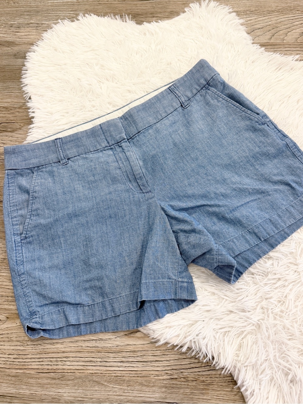 J Crew Chambray Flat Front Shorts Chino 10